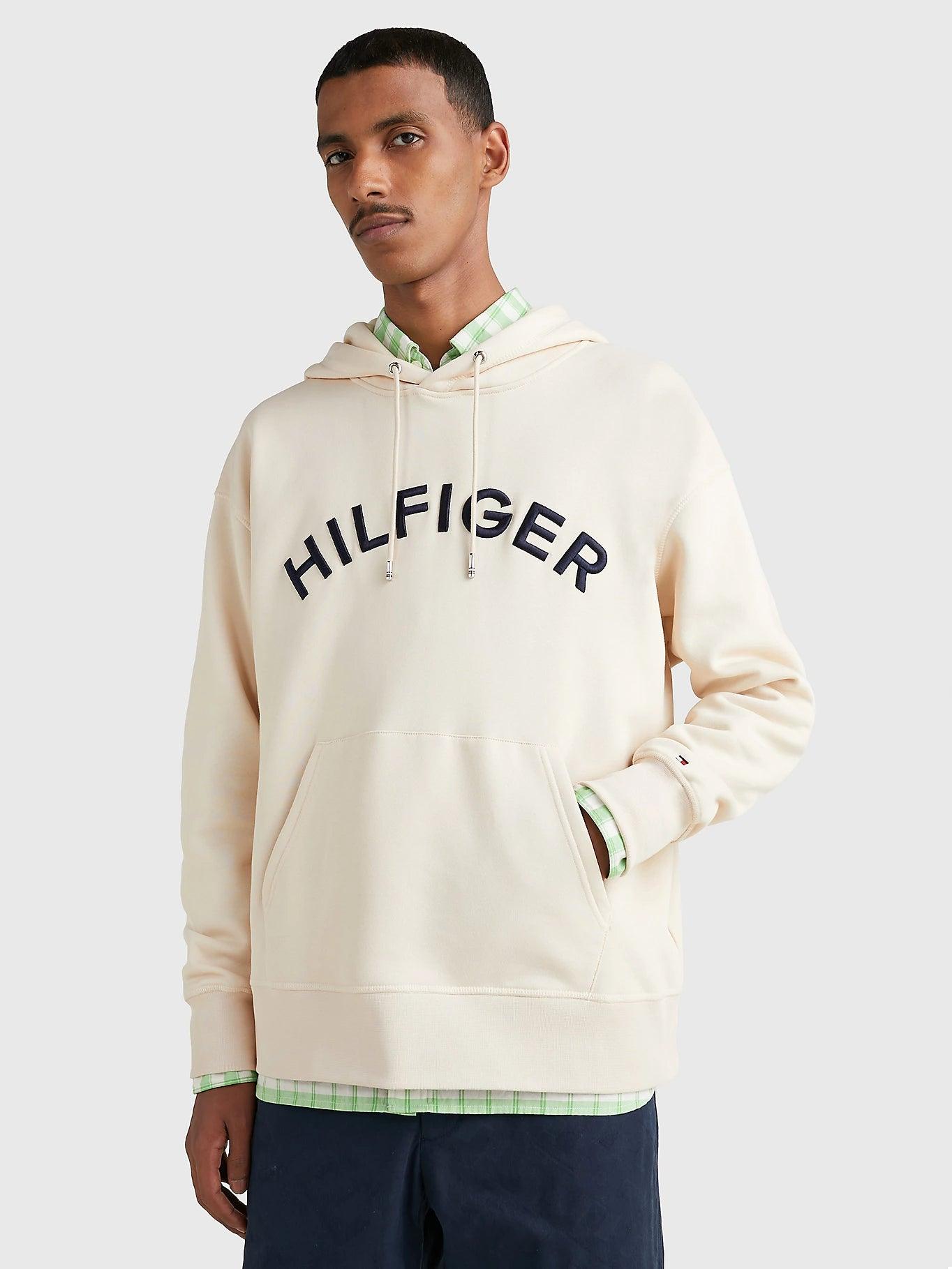 Sweat à capuche logo Tommy Hilfiger beige en coton bio - Georgespaul