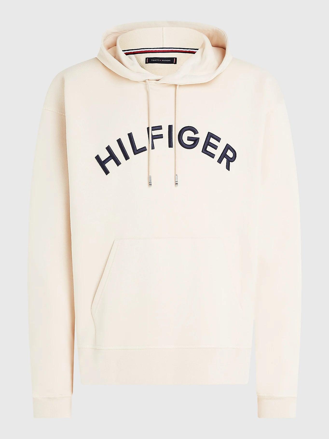 Sweat à capuche logo Tommy Hilfiger beige en coton bio - Georgespaul