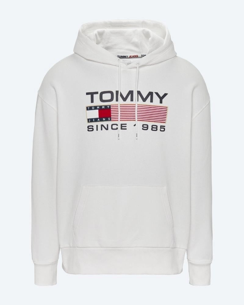 Sweat à capuche logo Tommy Jeans blanc en coton bio I Georgespaul