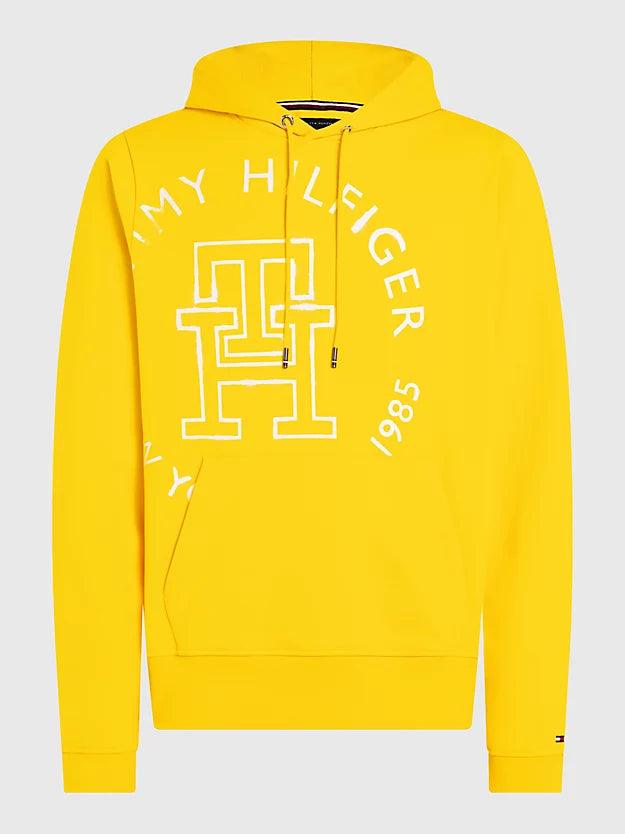 Sweat à capuche monogramme Tommy Hilfiger jaune en coton bio - Georgespaul