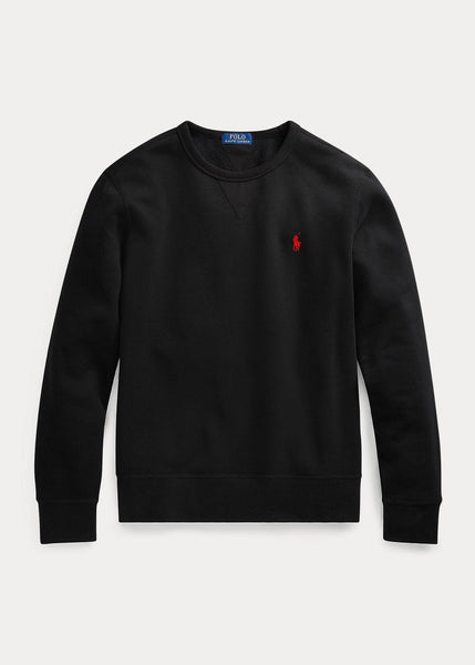 Sweat col rond homme Ralph Lauren noir en molleton de coton