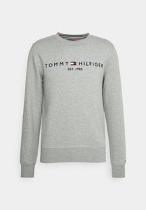 Sweat col rond homme logo Tommy Hilfiger gris en coton bio | Georgespaul