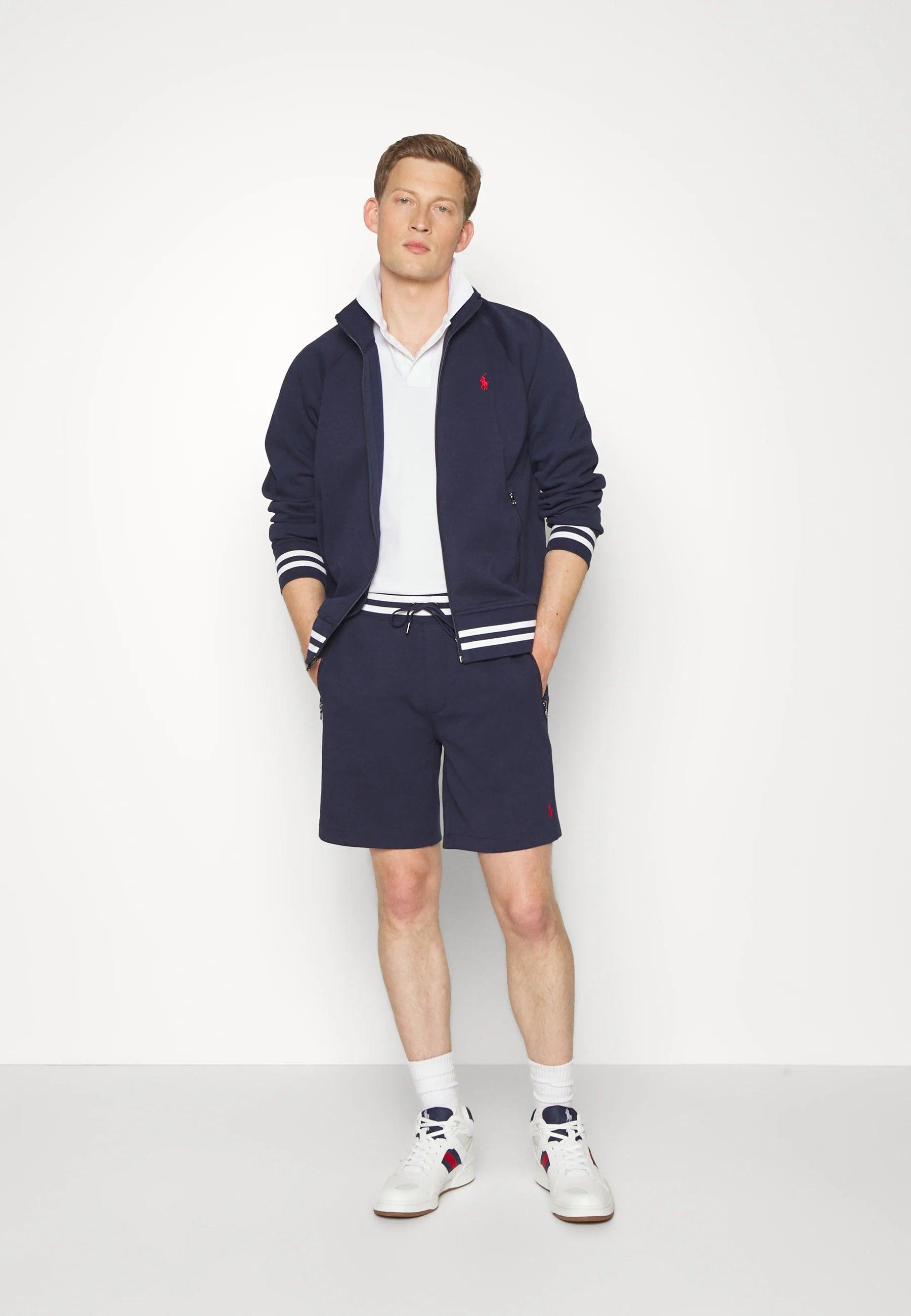 Sweat zippé col montant à liserés Ralph Lauren marine - Georgespaul