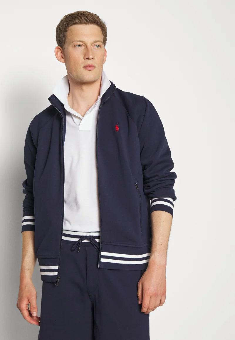 Sweat zippé col montant à liserés Ralph Lauren marine - Georgespaul