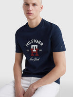 Charger l&#39;image dans la galerie, T-Shirt Tommy Hilfiger marine en coton bio pour homme I Georgespaul
