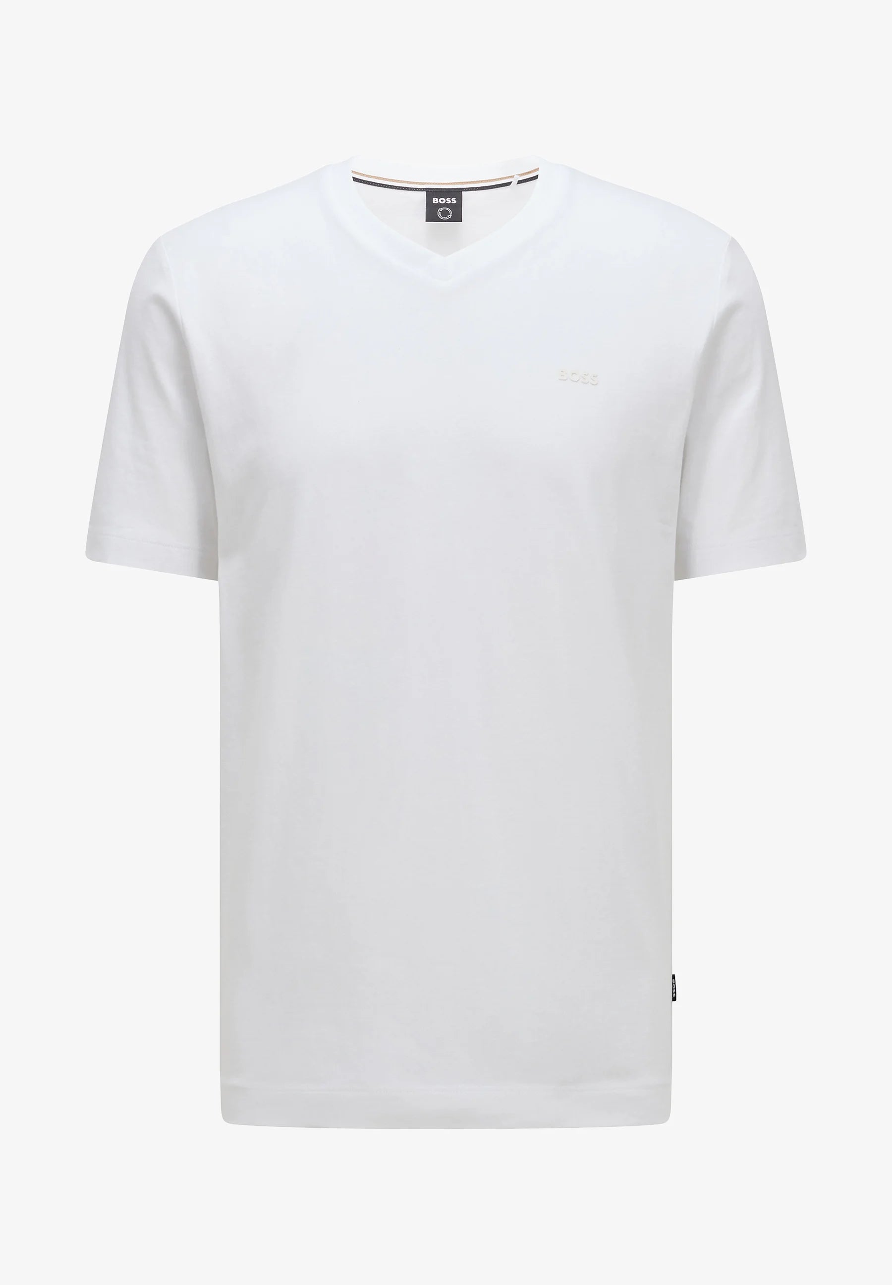 T-Shirt col V homme BOSS blanc en coton | Georgespaul