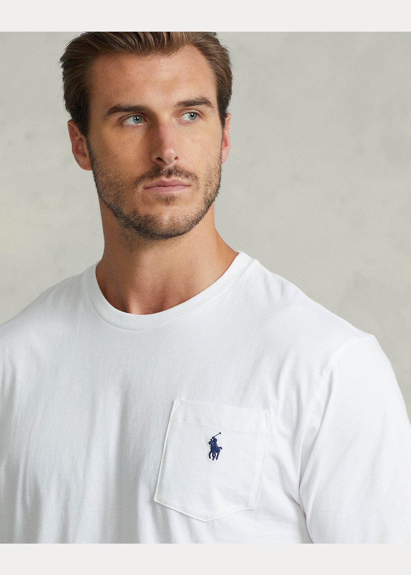 T-Shirt grande taille homme Ralph Lauren blanc en jersey | Georgespaul