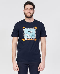 T-Shirt graphique BOSS marine en coton pour homme I Georgespaul