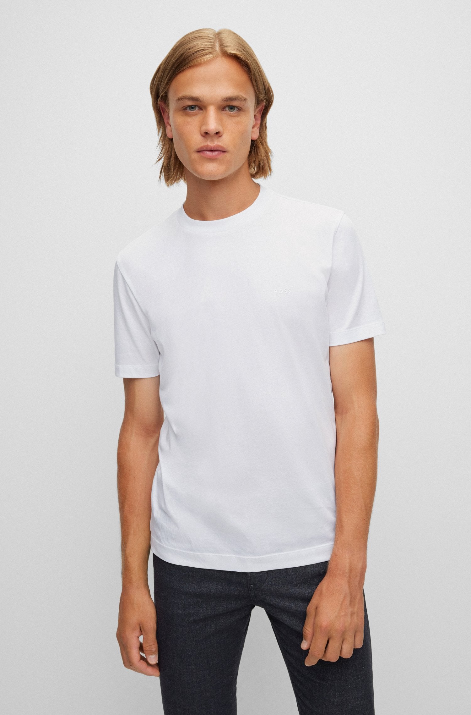 T-Shirt BOSS blanc en jersey pour homme | Georgespaul