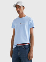 Charger l&#39;image dans la galerie, T-Shirt Tommy Hilfiger bleu clair coton bio pour homme I Georgespaul
