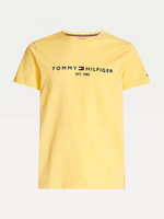 Charger l&#39;image dans la galerie, T-Shirt logo poitrine Tommy Hilfiger jaune en coton
