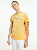 Charger l&#39;image dans la galerie, T-Shirt logo poitrine Tommy Hilfiger jaune en coton
