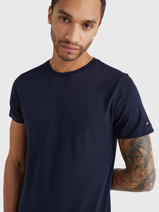 T-Shirt logo Tommy Hilfiger marine en coton bio | Georgespaul