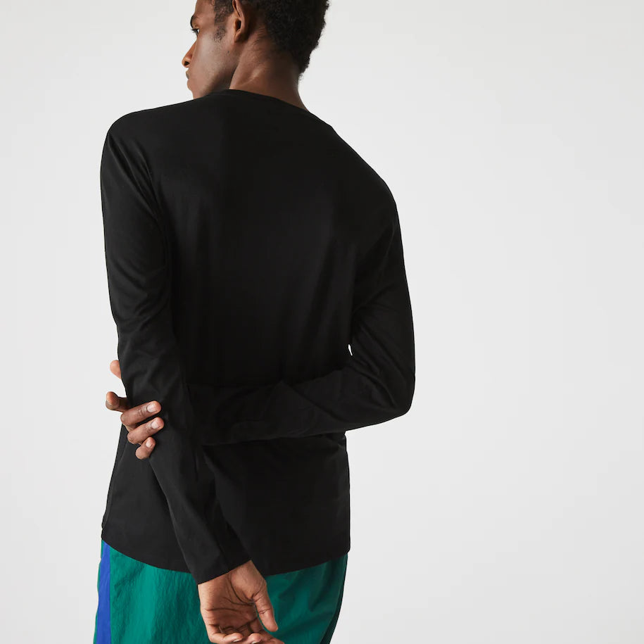 T-Shirt manches longues logo Lacoste noir pour homme | Georgespaul