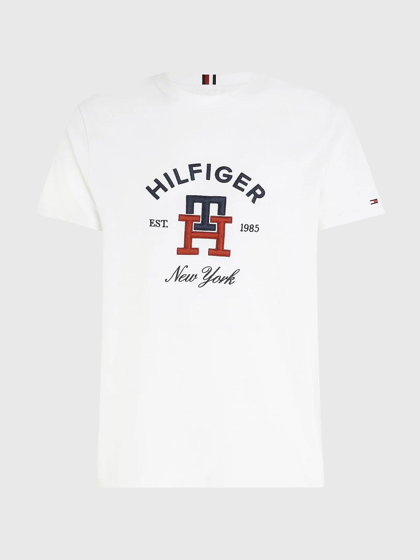 T-Shirt monogramme Tommy Hilfiger blanc en coton bio - Georgespaul