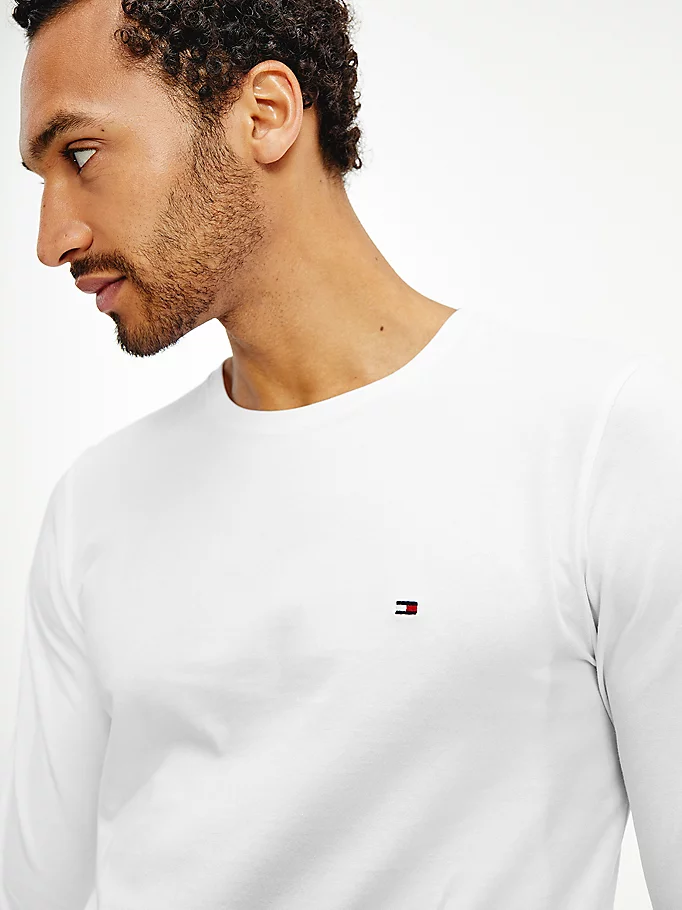 T-Shirt manches longues Tommy Hilfiger ajusté blanc coton bio