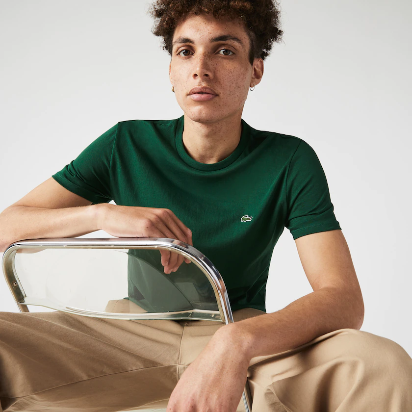 T-shirt Lacoste vert foncé en coton pima