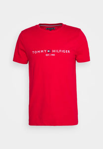 T-shirt logo poitrine Tommy Hilfiger rouge pour homme | Georgespaul
