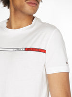 Charger l&#39;image dans la galerie, T-Shirt bande logotée Tommy Hilfiger blanc en coton bio | Georgespaul
