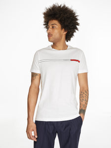 T-Shirt bande logotée Tommy Hilfiger blanc en coton bio | Georgespaul