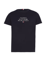 Charger l&#39;image dans la galerie, T-Shirt signature Tommy Hilfiger marine en coton bio | Georgespaul
