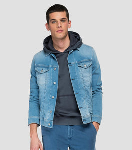 Veste en jean homme Replay bleu clair en coton stretch | Georgespaul