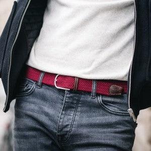 Ceinture tressée Billybelt bordeaux en cuir - Georgespaul