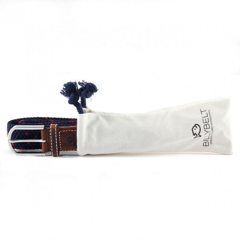 Ceinture tressée Billybelt blanche et bleue en cuir - Georgespaul