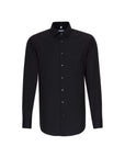 Chemise Seidensticker coupe droite noire sans repassage - Georgespaul