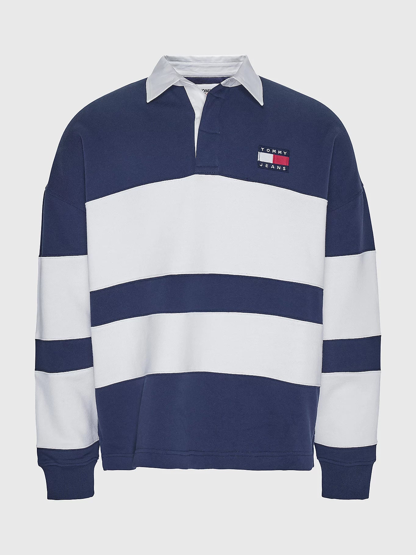 Sweat à rayures col polo Tommy Jeans marine et blanc | Georgespaul