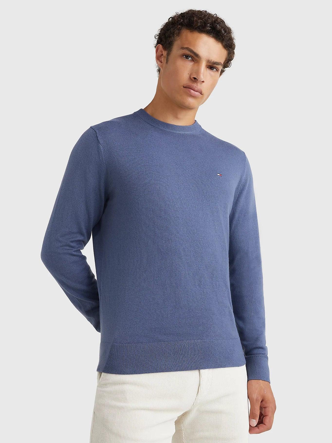 Pull Tommy Hilfiger bleu en cachemire - Georgespaul