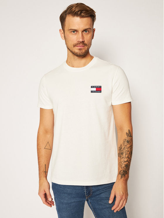 T-Shirt logo poitrine Tommy Jeans blanc coton bio