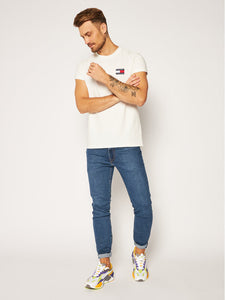 Tommy Jeans T-Shirt aus weißer Bio-Baumwolle mit Logo auf der Brust