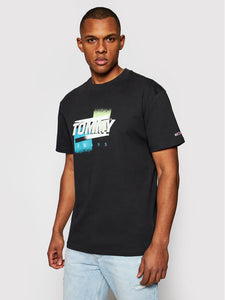 T-Shirt graphique délavé Tommy Jeans noir coton bio